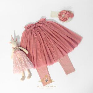 NWT Pretty Girls Tutu Skirt & Leggings Princess Ballerina Tulle Blush Pink 2T